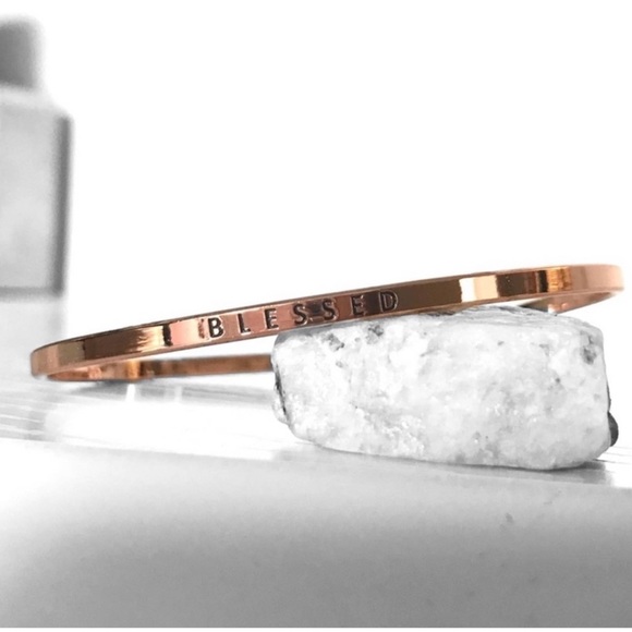 1 LEFT! Rose Gold Tone Blessed Cuff Hinge Bracelet Women’s Cute Bracelet - Picture 2 of 3